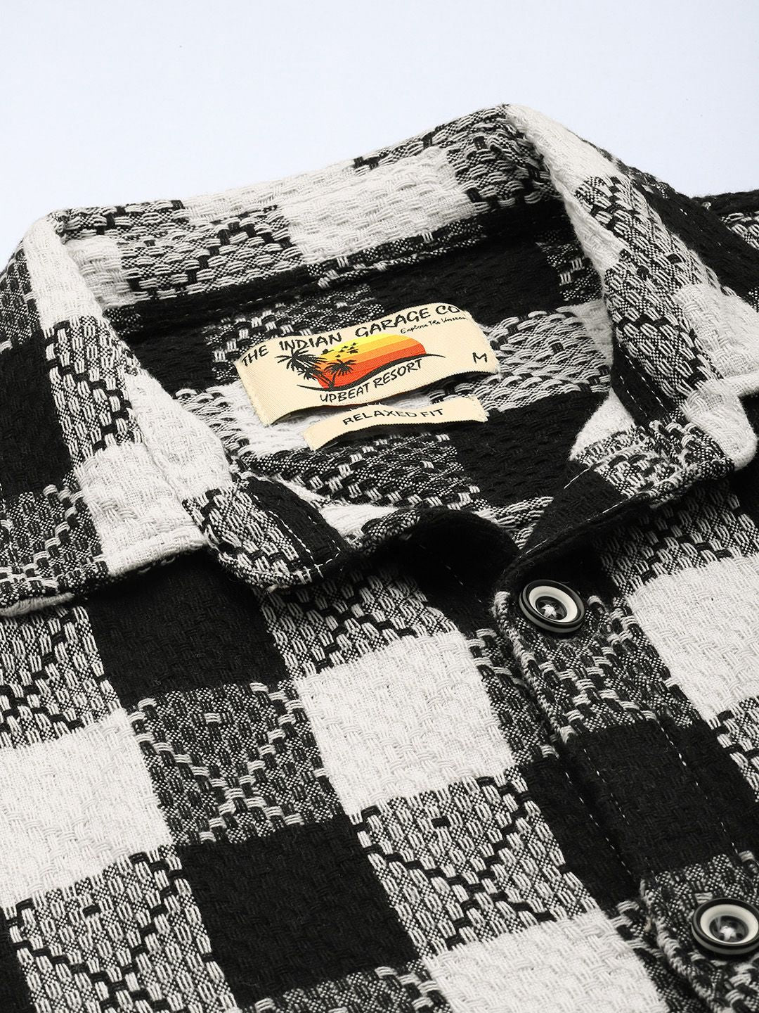 The Indian Garage Co Pure Cotton Textured Checks Opaque Relaxed Fit Casual Shirt
