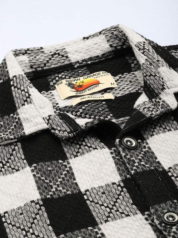 The Indian Garage Co Pure Cotton Textured Checks Opaque Relaxed Fit Casual Shirt