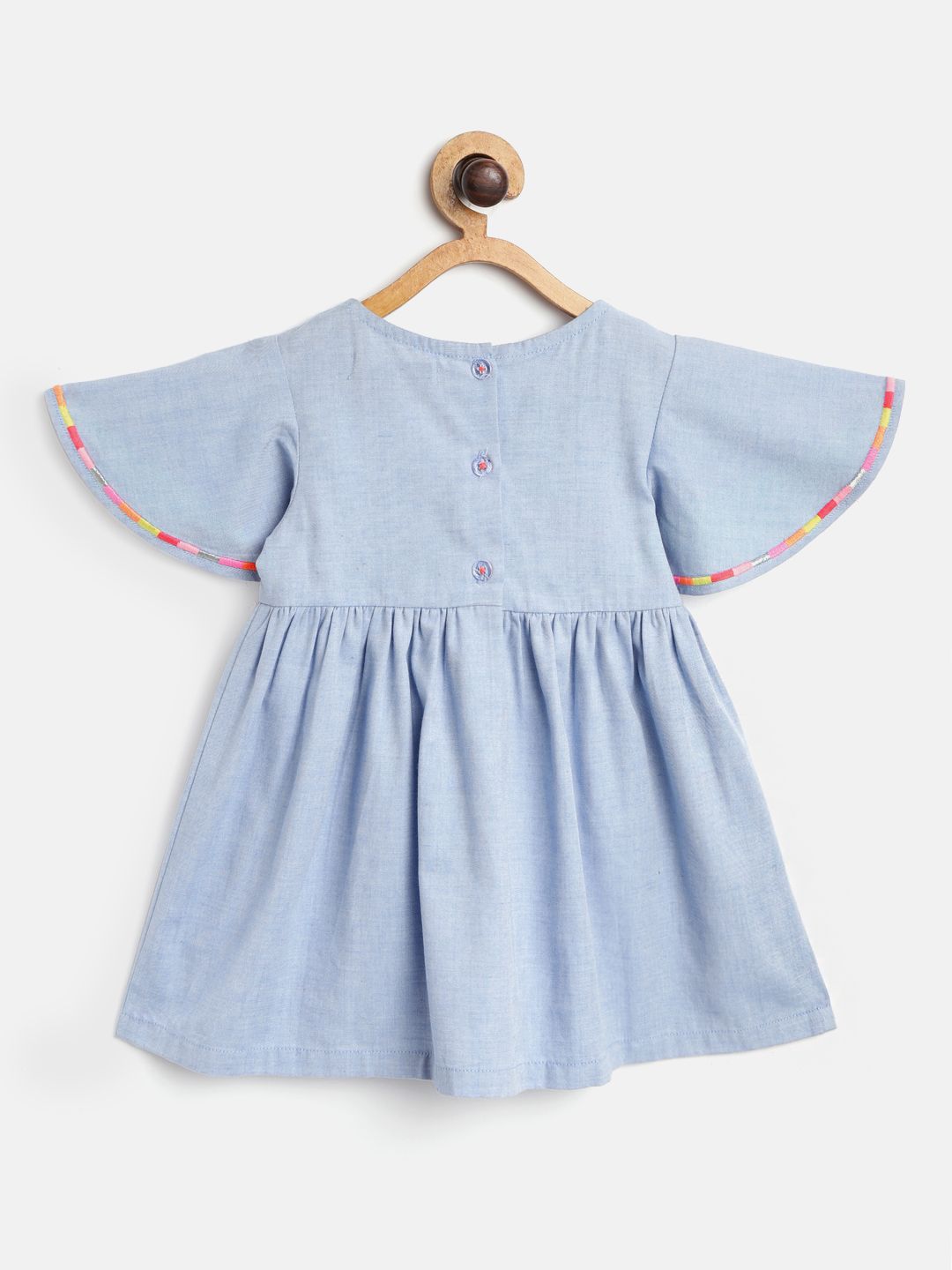 Nauti Nati Girls Blue Floral Embroidered A-Line Dress