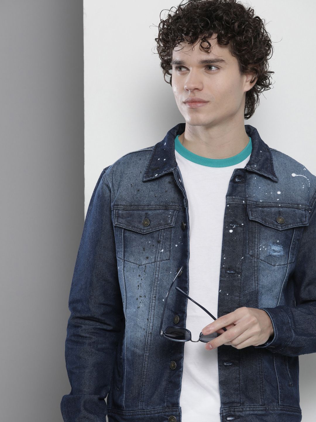 The Indian Garage Co Men Blue Woven Denim Jacket