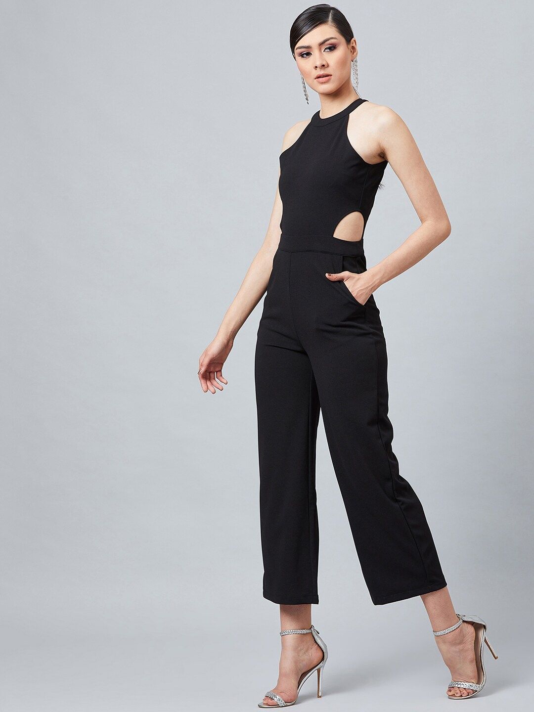 Athena Women Black Solid Basic Jumpsuit