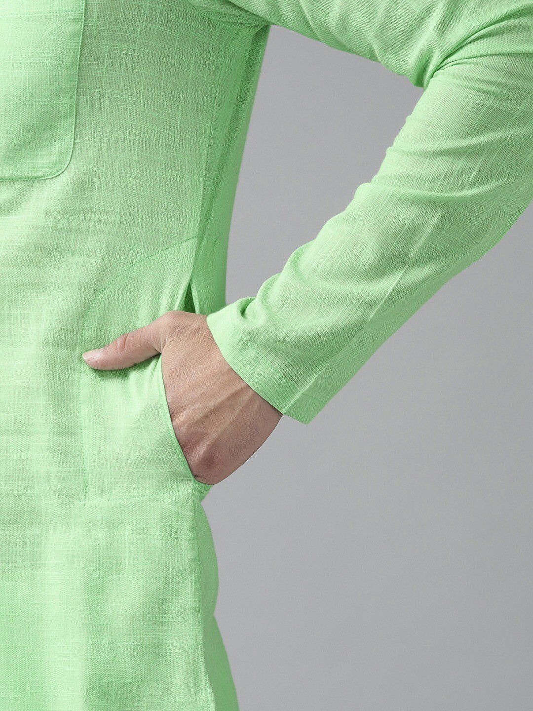 See Designs Men Green Cotton Kurta