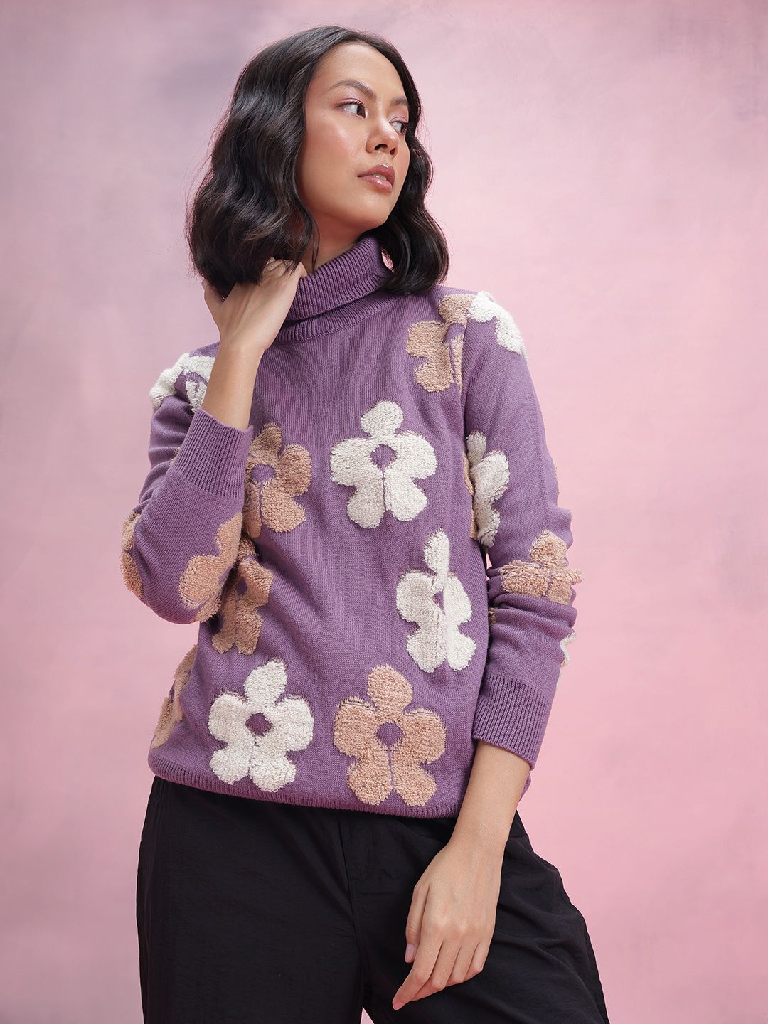 DressBerry Floral Turtle Neck Pullover