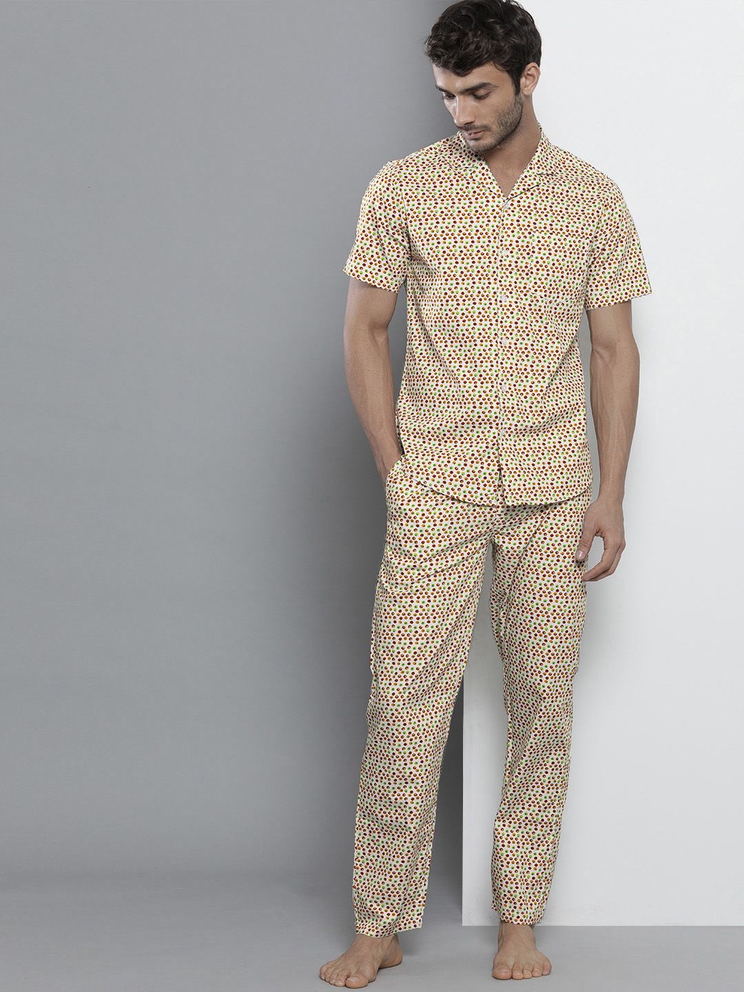 The Indian Garage Co Men Multicoloured Printed Night Suit