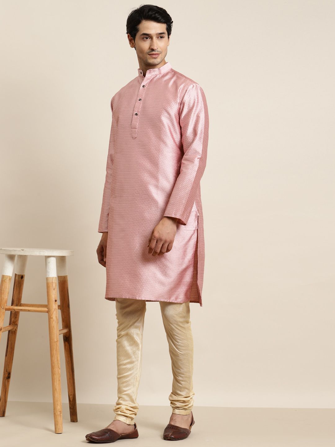 Anug by SOJANYA Men Pink Ethnic Motifs Mandarin Collar Kurta