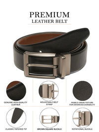 Teakwood Leathers Men Textured Leather Reversible Belt