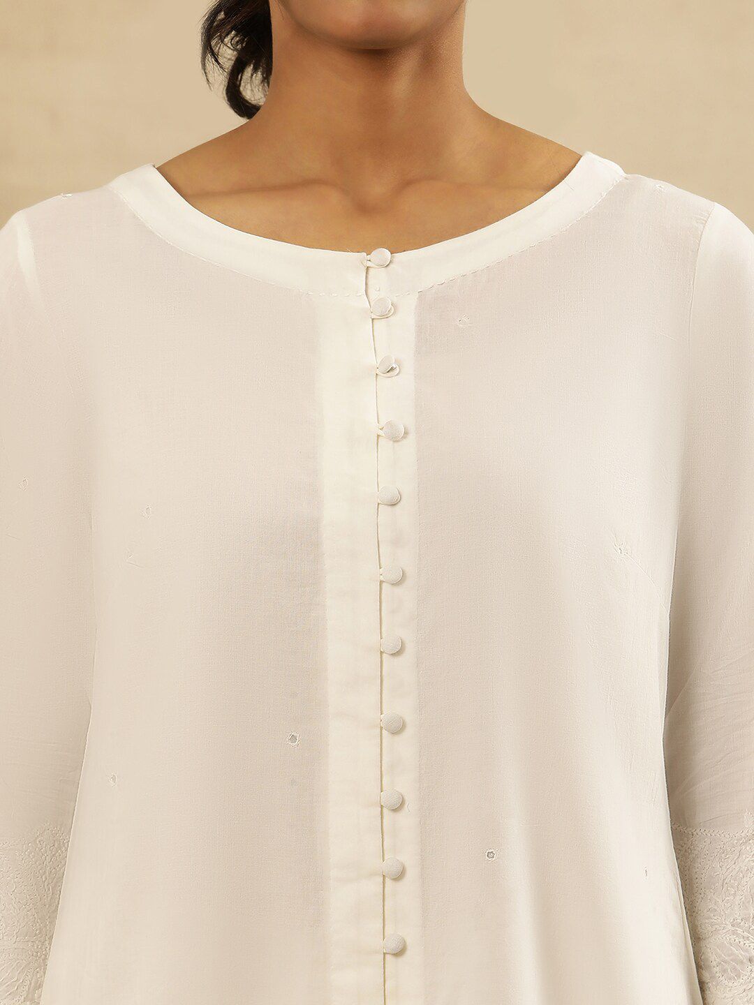 W Embellished Sequinned Pure Cotton Straight Kurta