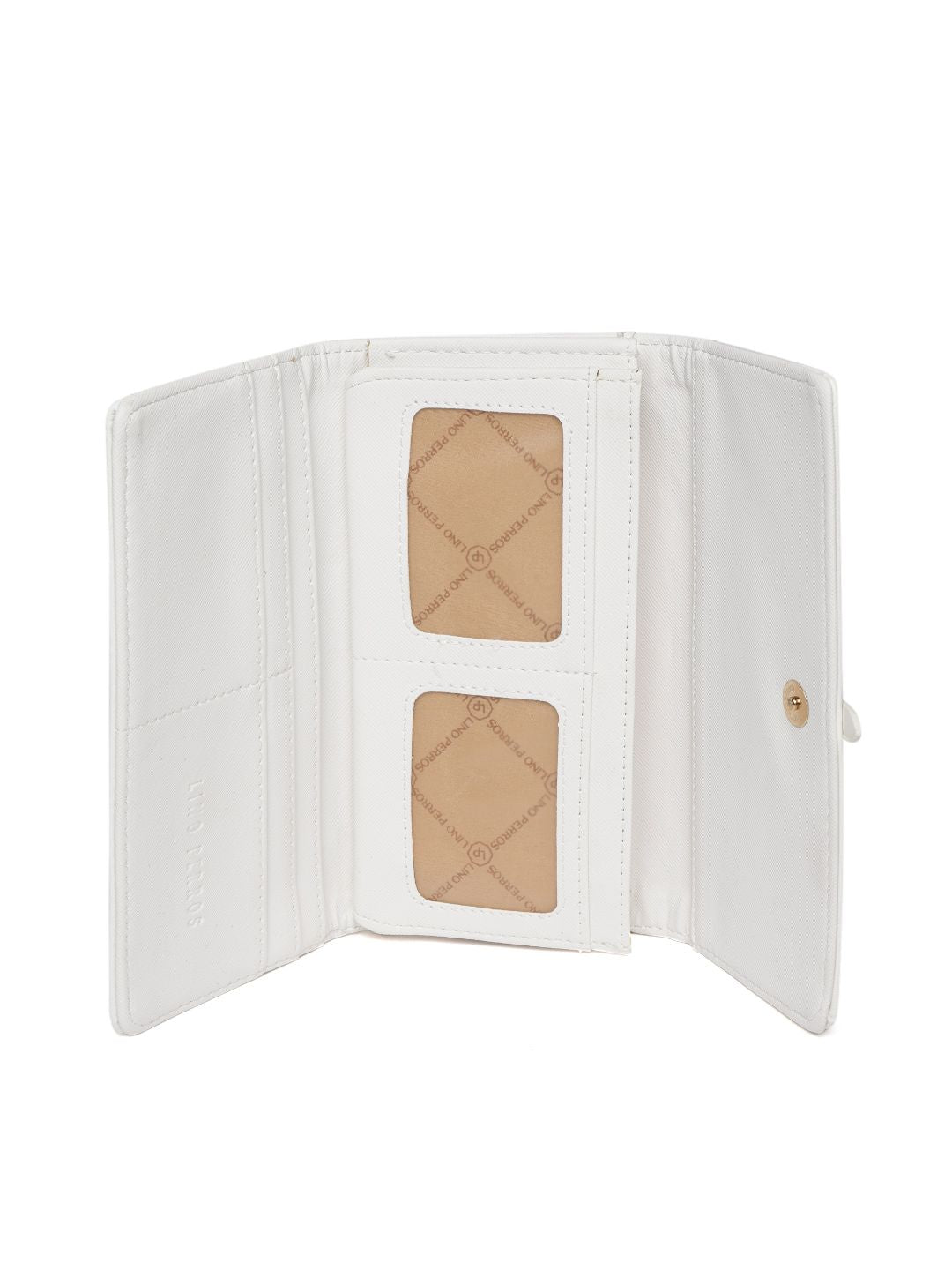 Lino Perros Women White Solid Three Fold Wallet
