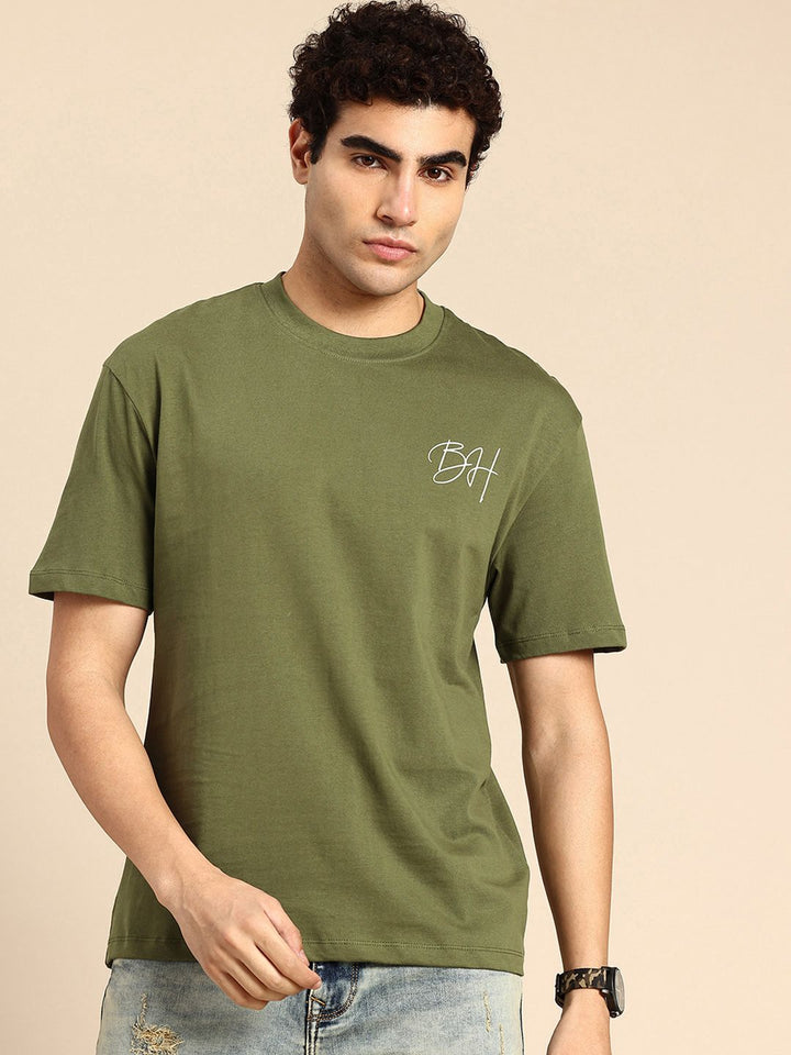 Being Human Brand Logo Printed Drop-Shoulder Sleeves Pure Cotton Easy Fit T-shirt