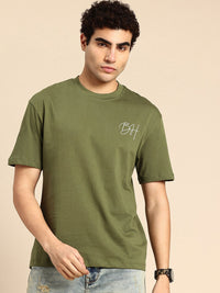 Being Human Brand Logo Printed Drop-Shoulder Sleeves Pure Cotton Easy Fit T-shirt