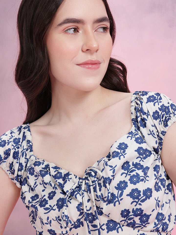DressBerry Tie-Up Neck Floral Print Empire Dress
