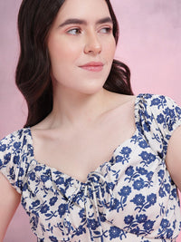 DressBerry Tie-Up Neck Floral Print Empire Dress