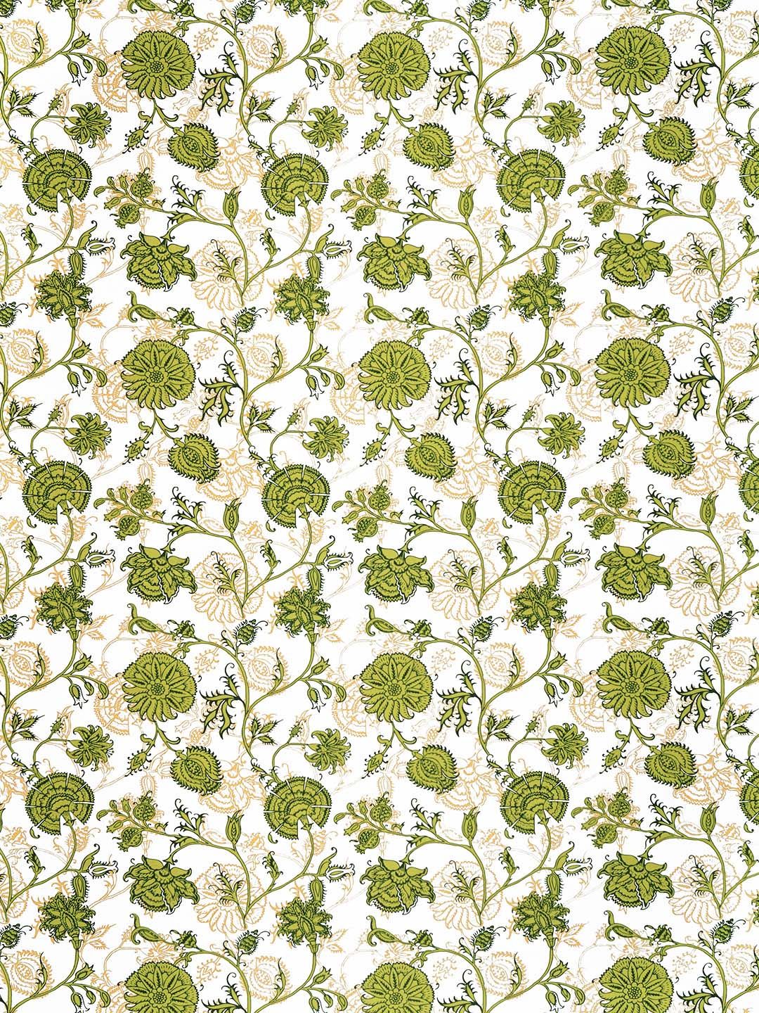 Story@home Ventura Green White Floral 144 TC Cotton Queen Bedsheet with 2 Pillow Covers