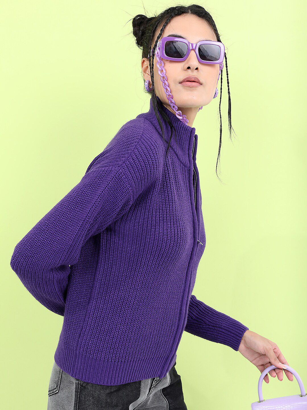 Tokyo Talkies Women Classy Purple Solid Sweater