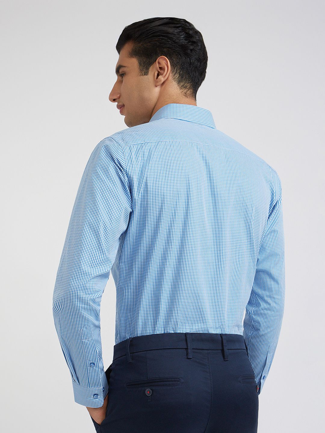 Raymond Slim Fit Gingham Checks Pure Cotton Formal Shirt