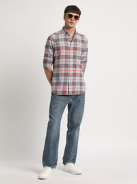 THE BEAR HOUSE Slim Fit Button-Down Collar Tartan Checked Pure Cotton Casual Shirt