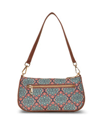 ZOUK Blue Printed Structured Baguette Sling Bag