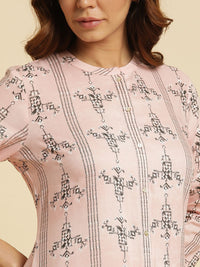 W Abstarct Printed Mandarin Collar Straight Kurta
