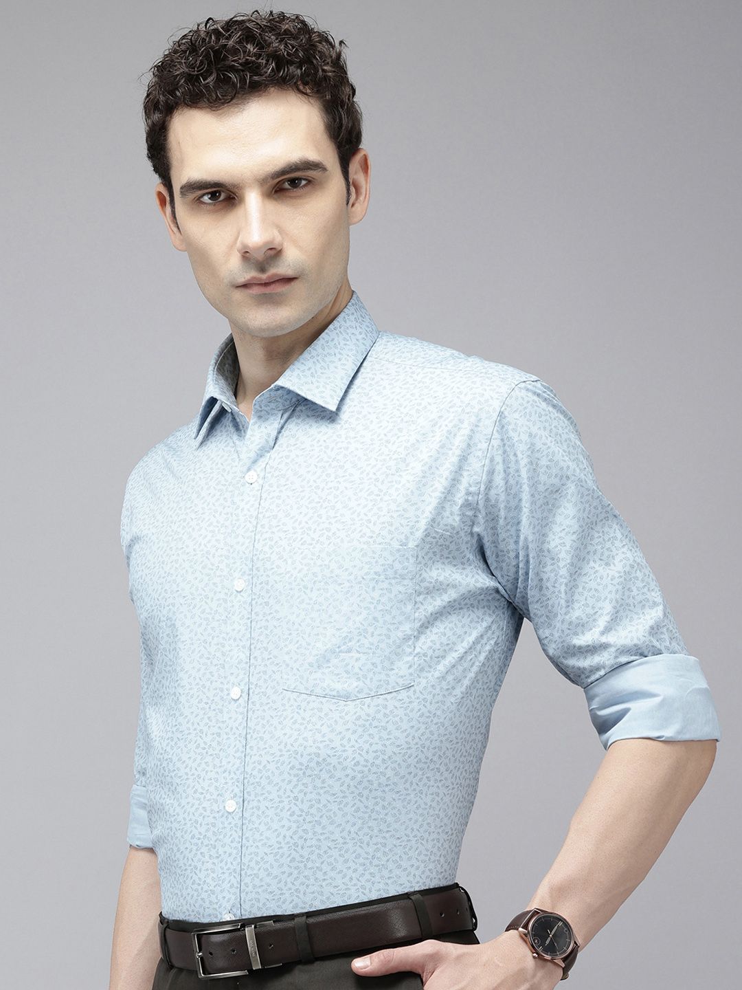 Park Avenue Pure Cotton Slim Fit Tropical Printed Formal Shirt