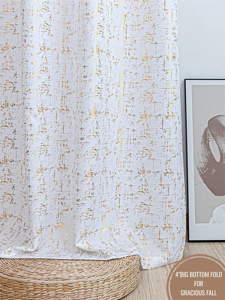 URBAN SPACE White & Gold-Toned Black Out Long Door Curtain