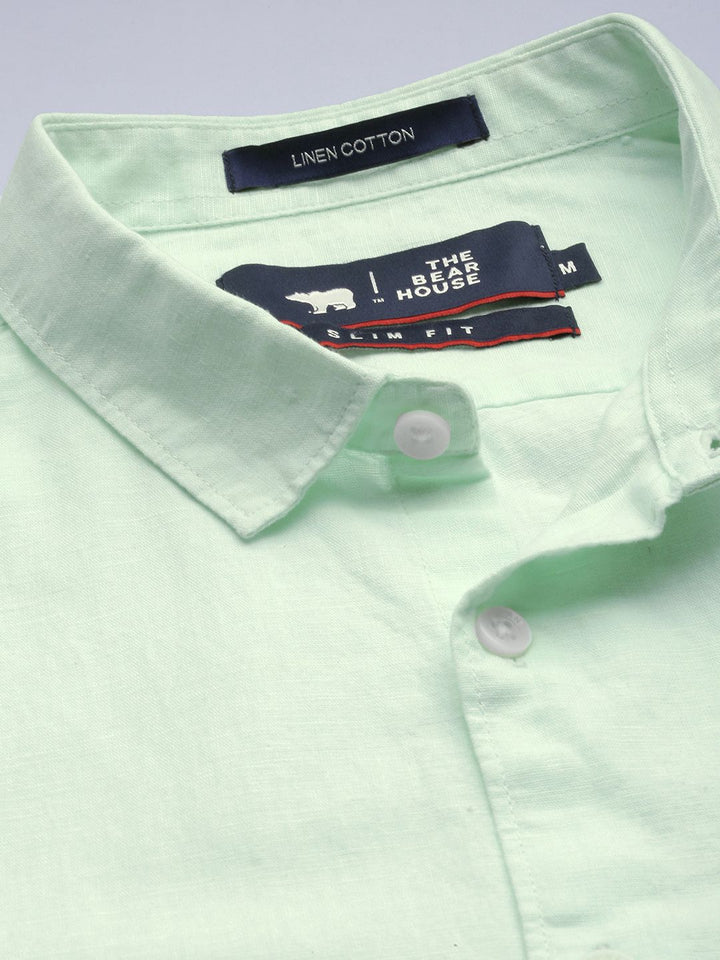 THE BEAR HOUSE Men Green Slim Fit Casual Shirt