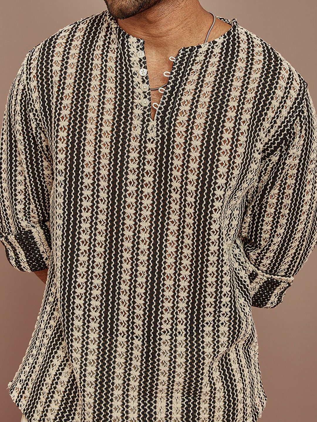 Powerlook Striped Kurta Style Full Sleeves Shirt