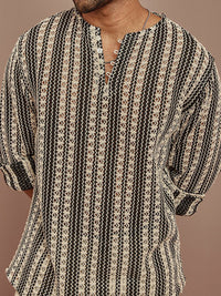 Powerlook Striped Kurta Style Full Sleeves Shirt