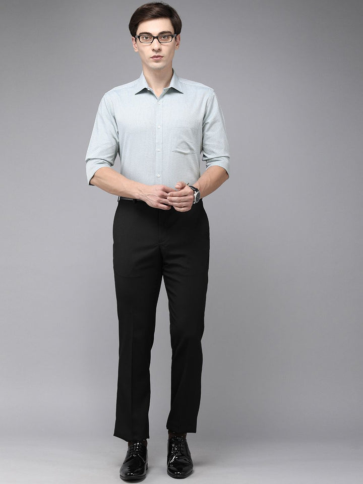 Park Avenue Men Blue Textured Pure Cotton Slim Fit Formal Shirt