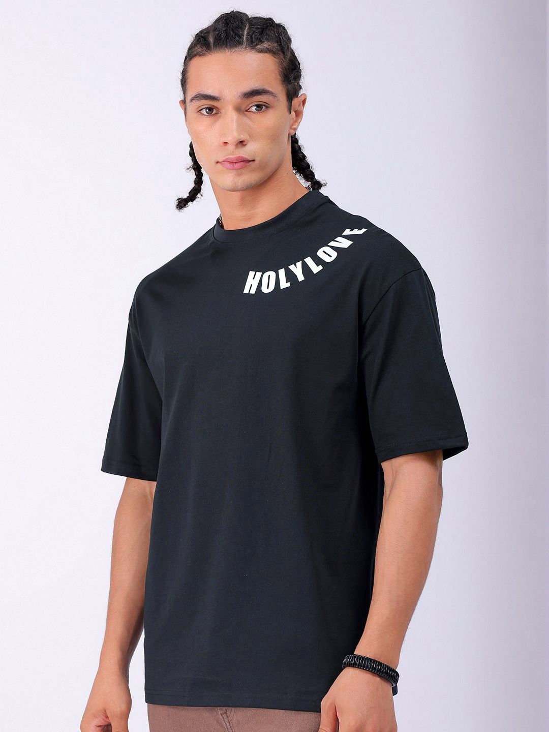 The Indian Garage Co Men Back Printed Boxy Oversized Round Neck Pure Cotton T-shirt