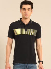 Being Human Striped Polo Collar Pure Cotton T-shirt