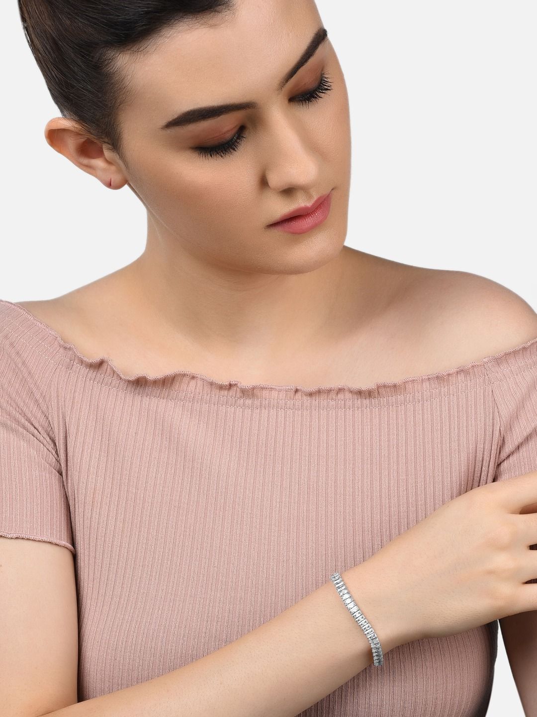 Pek Wanita Zaveri Pearls 2 Gelang Lilit Berwarna Emas Mawar &amp; Berwarna Perak
