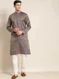 SOJANYA Ethnic Motif Woven Design Mandarin Collar Straight Kurta With Churidar