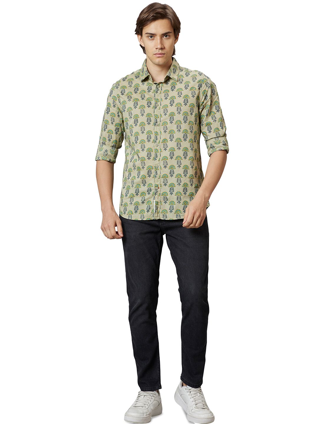 Being Human Men Green Slim Fit Opaque Casual Shirt