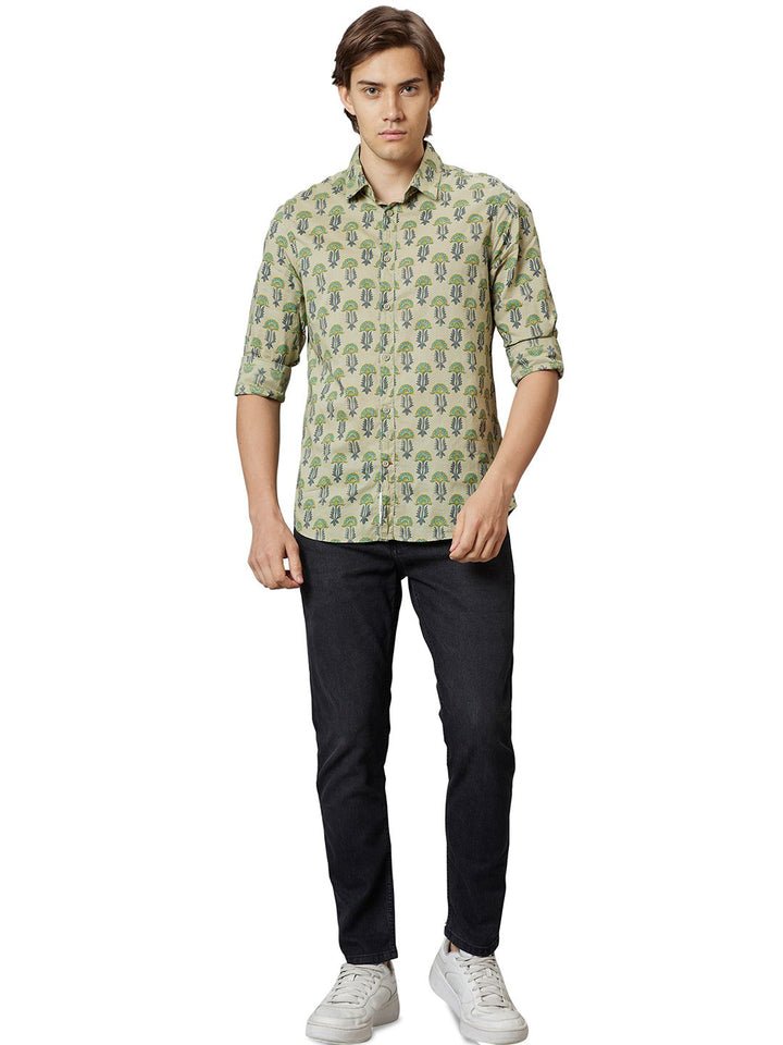 Being Human Men Green Slim Fit Opaque Casual Shirt
