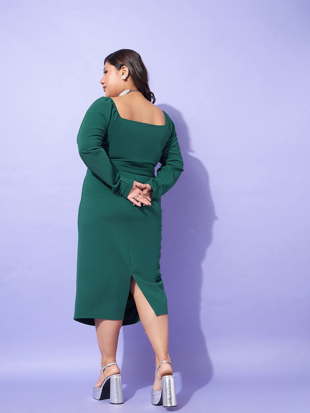 SASSAFRAS Curve Plus Size Sheath Midi Dress