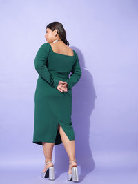 SASSAFRAS Curve Plus Size Sheath Midi Dress