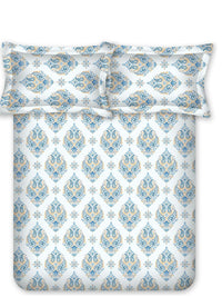 BOMBAY DYEING Cardinal Blue Floral Printed Cotton 120 TC Queen Bedsheet Set 2.54 x 2.24m