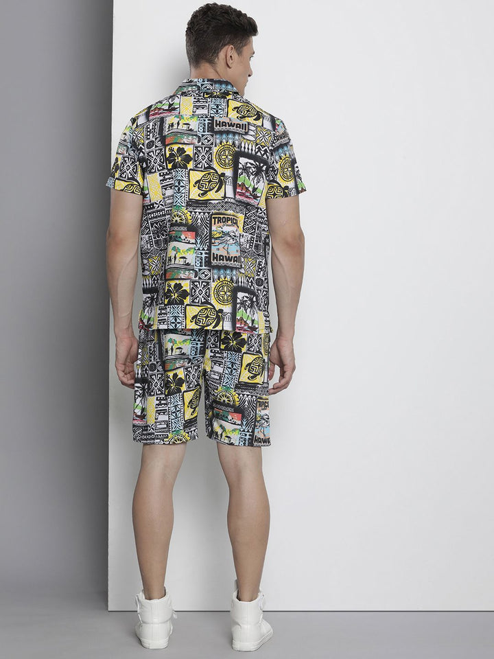 The Indian Garage Co Men Tropical Printed Short with Shirt