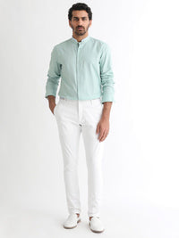 RARE RABBIT Men Tehran Slim Fit Band Collar Cotton Shirt