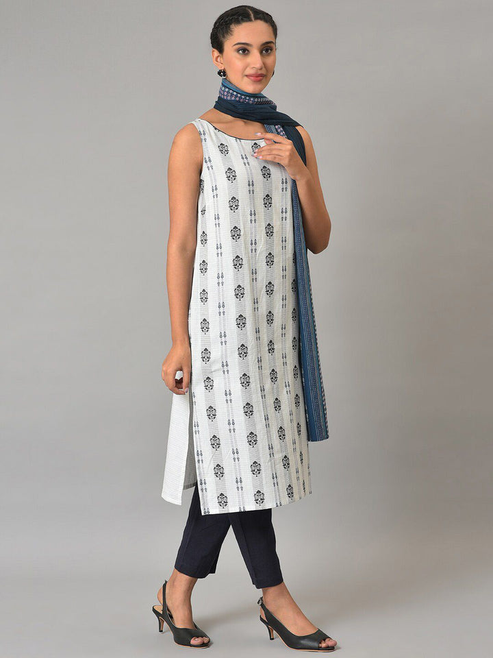 AURELIA Ethnic Motifs Printed Pure Cotton Kurta with Trousers & Dupatta