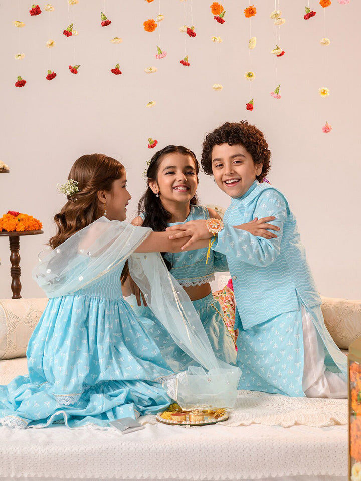 pspeaches Girls Printed Ready to Wear Lehenga & Blouse With Dupatta