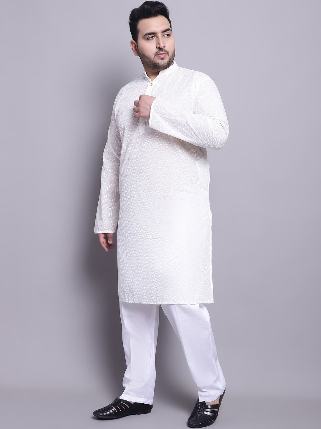 SOJANYA PLUS Self Design Kurta Kapas Tulen Dengan Piyama & Dengan Jaket Nehru