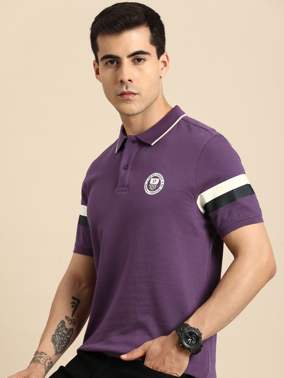 Being Human Men Polo Collar Pure Cotton T-shirt