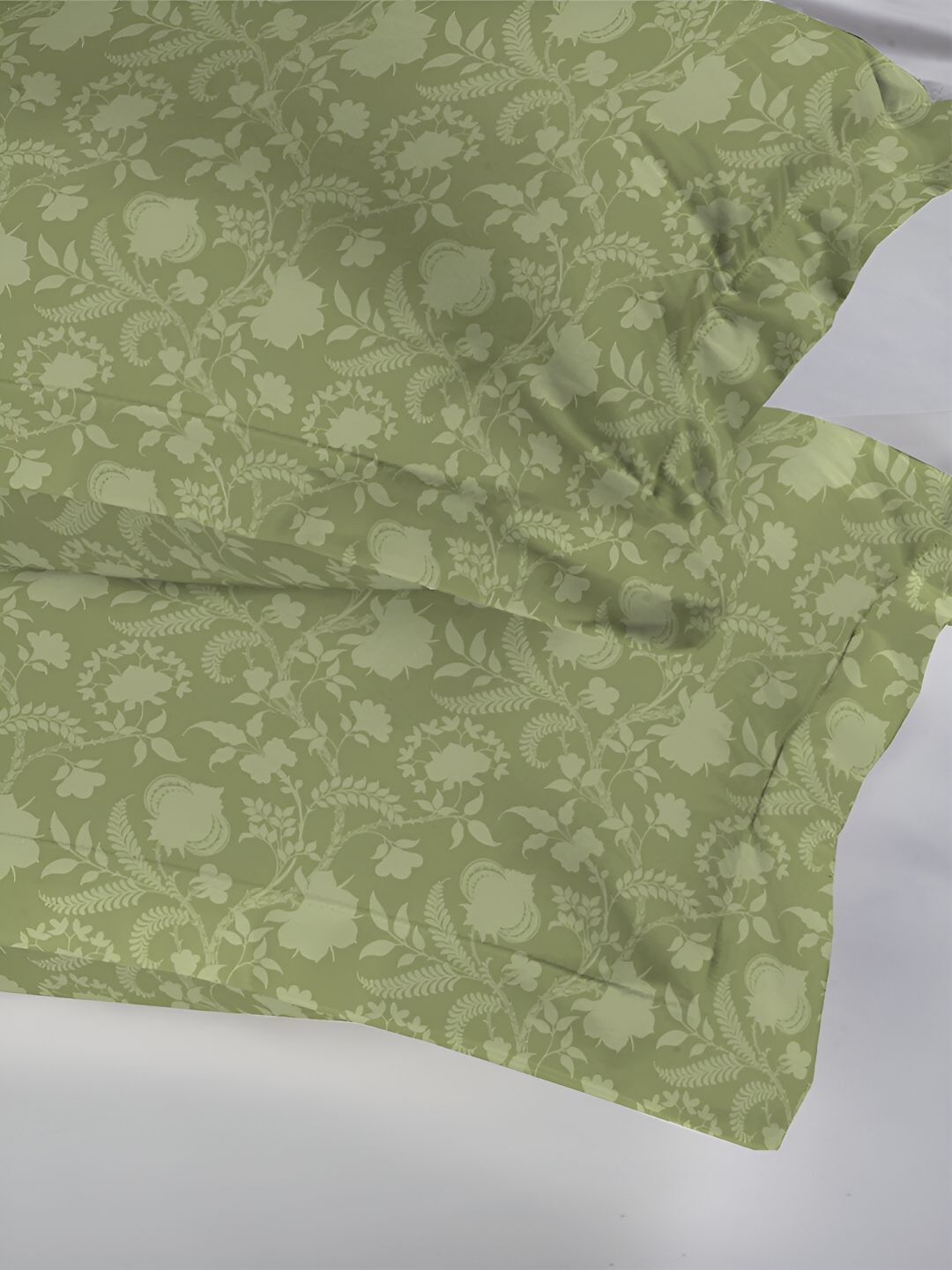 MYTRIDENT Green 2 Pieces Floral Pure Cotton Rectangle Pillow Covers