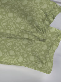 MYTRIDENT Green 2 Pieces Floral Pure Cotton Rectangle Pillow Covers