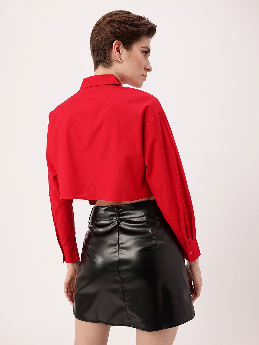 DressBerry Cherry Red Midriff Chic Feisty Cropped Shirt