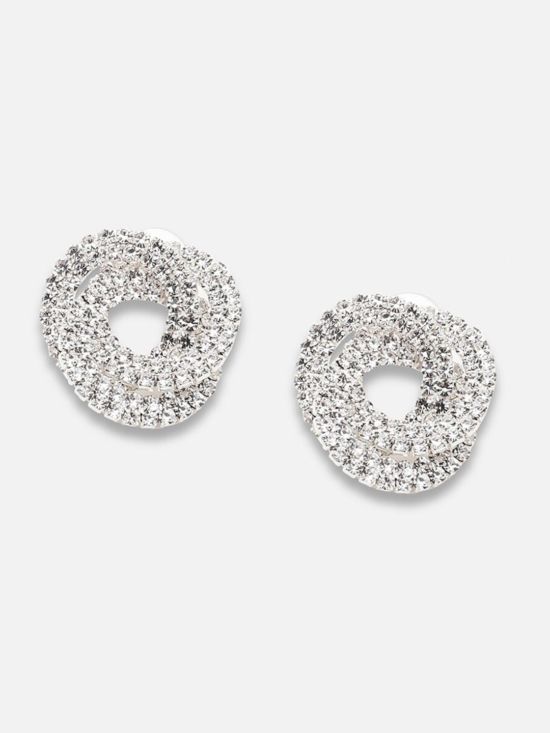 Anting-anting kancing kontemporari bersalut perak