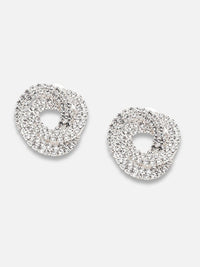 Anting-anting kancing kontemporari bersalut perak