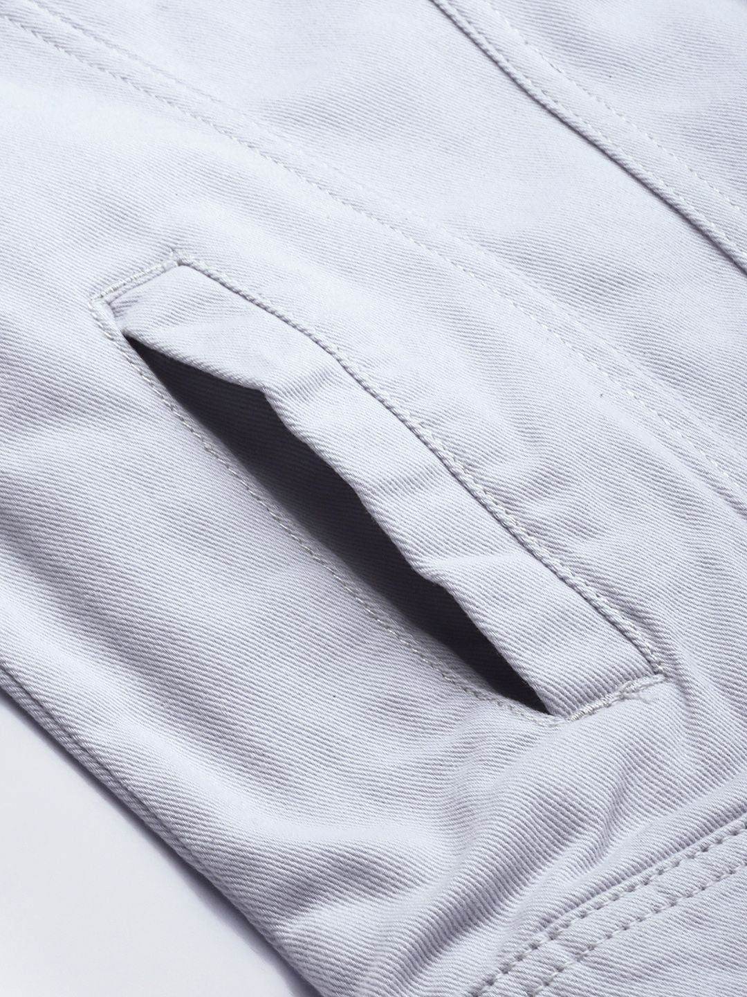 The Indian Garage Co Men Slim Fit Denim Trucker Jacket with Double Flap Pockets