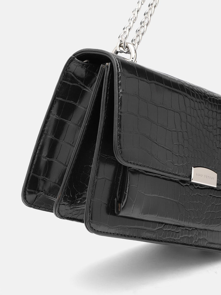Lino Perros Snake Skin Textured Structured Shoulder Bag